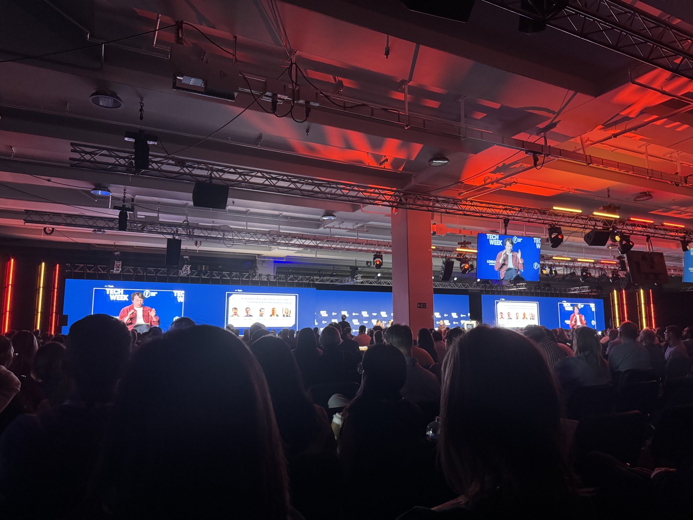 Founders and investors gathered at a tech week conference